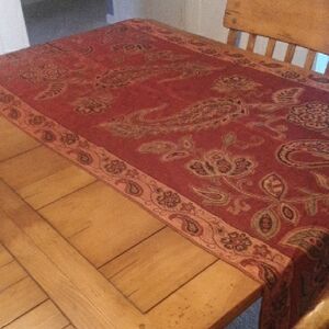 Pashmina Burgundy Paisley Table Runner 68 Inches Long, 27 Inches Wide